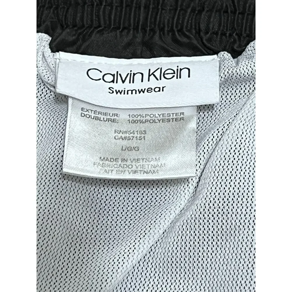 CALVIN KLEIN Rainbow Logo Swim Trunks Mens Large Liner Black Shorts Swimwear